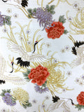 Cranes and Chrysanthemums fabric (ivory)