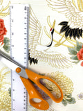 Cranes and Chrysanthemums fabric (ivory)