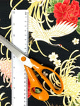 Cranes and Chrysanthemums fabric (black)