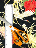 Cranes and Chrysanthemums fabric (black)
