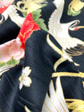 Cranes and Chrysanthemums fabric (black)