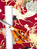 Cranes and Chrysanthemums fabric (red)