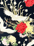 Cranes and Chrysanthemums fabric (black)